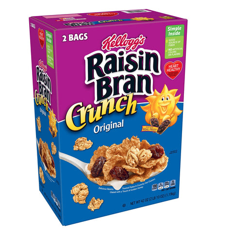 Kellogg's Original Raisin Bran Crunch Breakfast Cereal, 42 oz