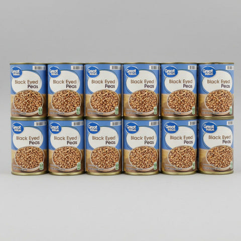 12 CANS Great Value Black Eyed Peas 15 oz Can Vegetable Soup Salad Chili