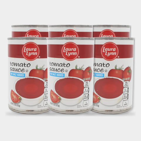 6 Cans Laura Lynn No Salt Added Tomato Sauce, 15 oz