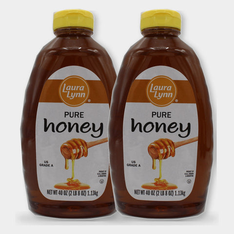 2 Jars Laura Lynn Clover Honey, 40 oz