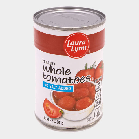 6 Cans Laura Lynn No Salt Peeled Tomato, 14.5 oz