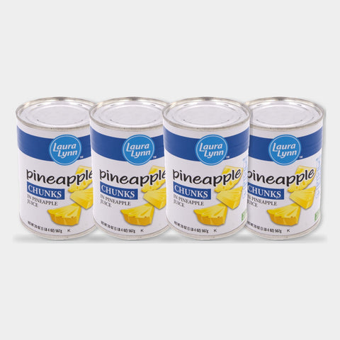 4 Cans Laura Lynn Pineapple Chunks, 20 oz