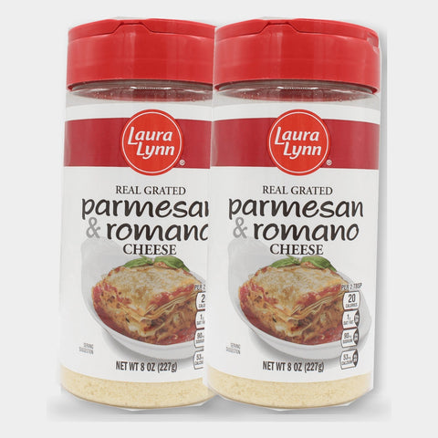 2 Containers Laura Lynn Grated Parmesan and Romano, 8 oz