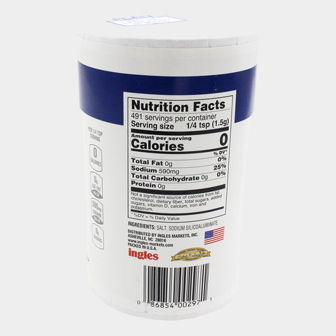 2 Containers Laura Lynn Plain Salt, 26 oz