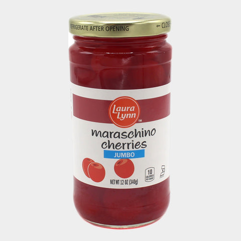 2 Jars Laura Lynn Jumbo Maraschino Cherries, 12 oz