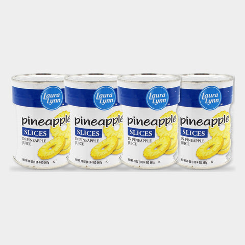 4 Cans Laura Lynn Sliced Pineapple in Juice, 20 oz