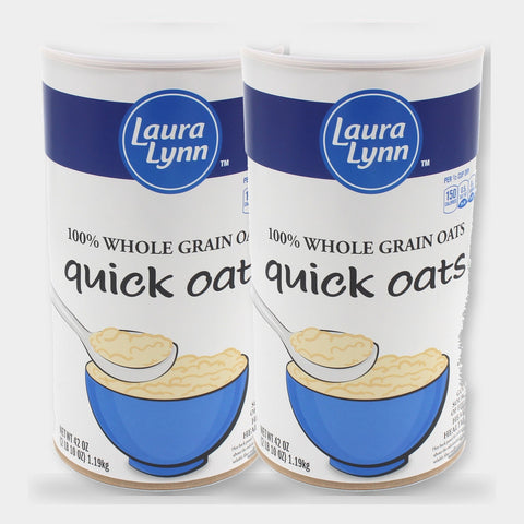 2 Canisters Laura Lynn Quick Oats, 42 oz