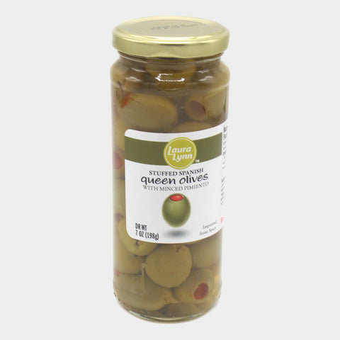 3 Jars Laura Lynn Stuffed Spanish Queen Olives W/ Minced Pimento, 7 oz