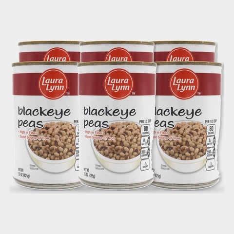 6 Cans Laura Lynn Black Eyed Peas, 15.5 oz