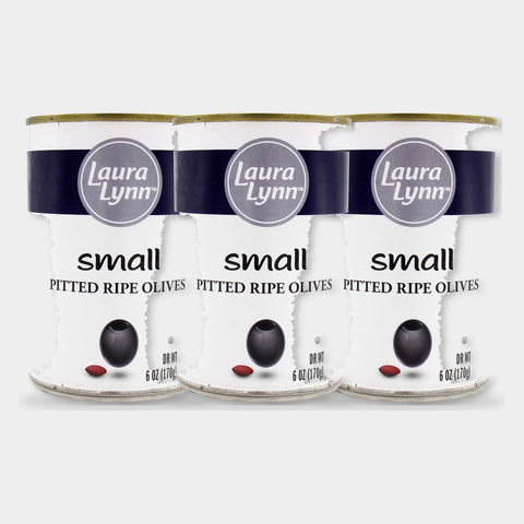 3 Jars Laura Lynn Small Pitted Ripe Olives, 6 oz