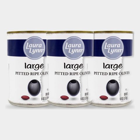 3 Jars Laura Lynn Large Pitted Ripe Olives, 6 oz