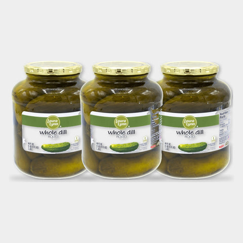 3 Jars Laura Lynn Whole Dill Pickles, 46 oz
