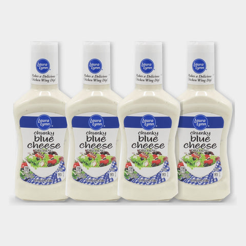 4 Bottles Laura Lynn Chunky Blue Cheese Dressing, 16 oz