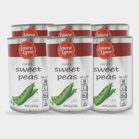 6 Cans Laura Lynn Small Early Peas, 15 oz
