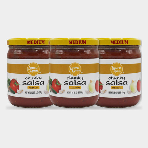 3 Jars Laura Lynn Square Jar Medium Salsa, 16 oz