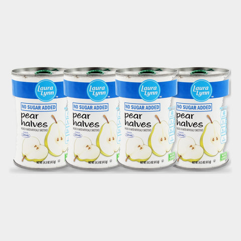 4 Cans Laura Lynn No Sugar Added Pear Halves (Splenda), 14.5 oz