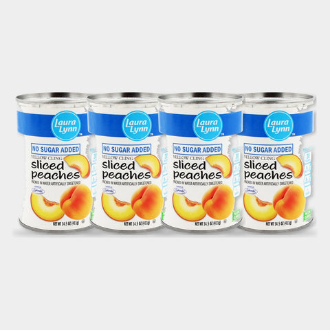 4 Cans Laura Lynn No Sugar Sliced Peaches, 14.5 oz
