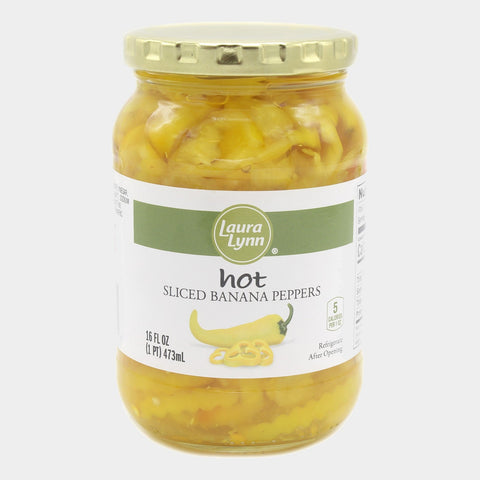 3 Jars Laura Lynn Hot Sliced Banana Peppers, 16 oz