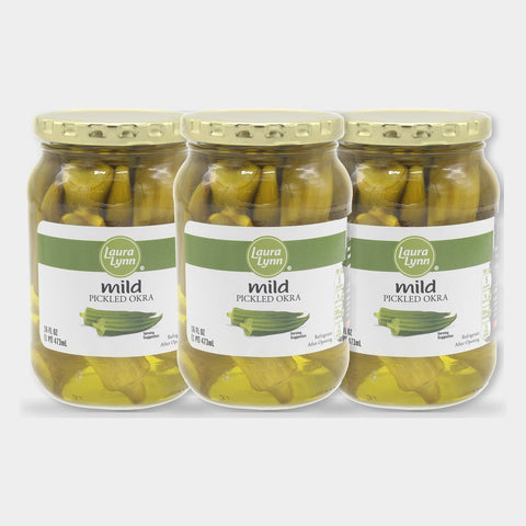 3 Jars Laura Lynn Mild Pickled Okra, 16 oz