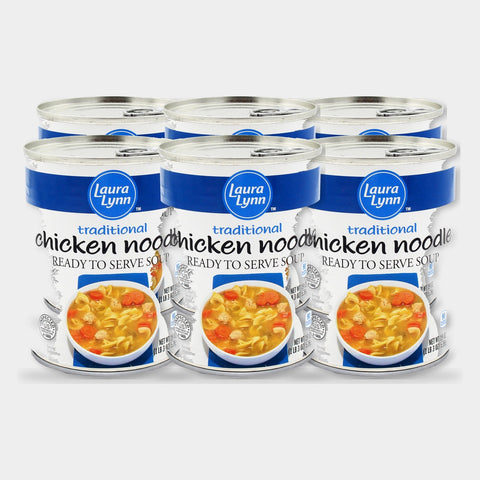 6 Cans Laura Lynn Traditional Chicken Noodle Soup, 19 oz