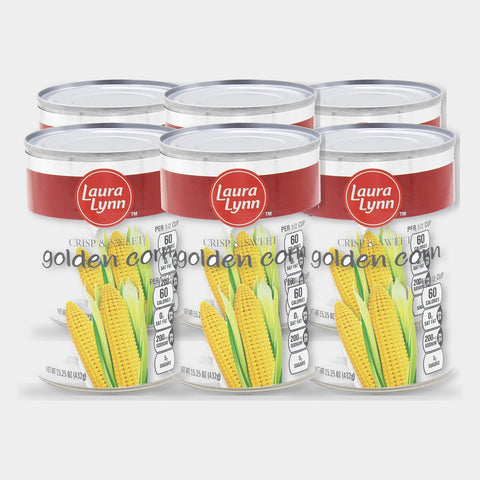 6 Cans Laura Lynn Crisp/Sweet Golden Corn, 15.25 oz