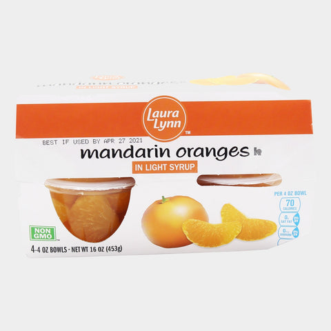 2 Packs Laura Lynn Mandarin Orange Light Syrup Fruit Cups, 16 oz