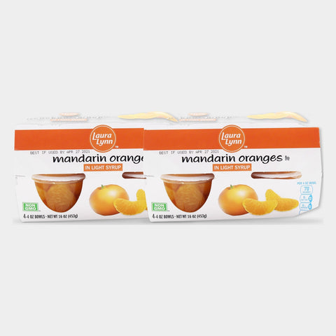 2 Packs Laura Lynn Mandarin Orange Light Syrup Fruit Cups, 16 oz