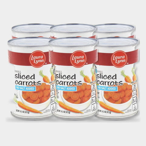 6 Cans Laura Lynn Small Sliced Carrots No Salt Added, 14.5 oz