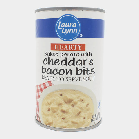 6 Cans Laura Lynn Hearty Baked Potato W/ Cheddar & Bacon Bits Soup, 18.8 oz