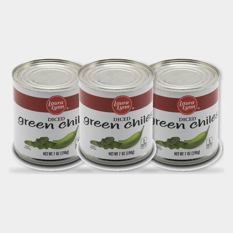 3 Jars Laura Lynn Diced Green Chilies, 7 oz