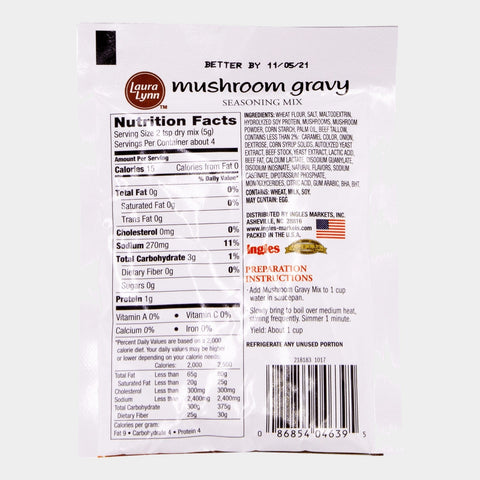6 Packets Laura Lynn Mushroom Gravy Seasoning Mix, 0.75 oz