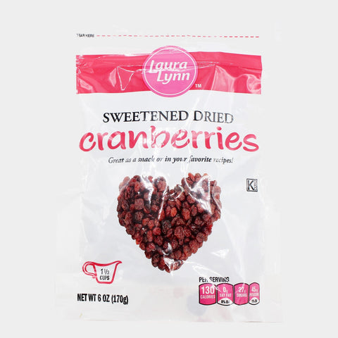 4 Cans Laura Lynn Sweetened Dried Cranberries, 6 oz