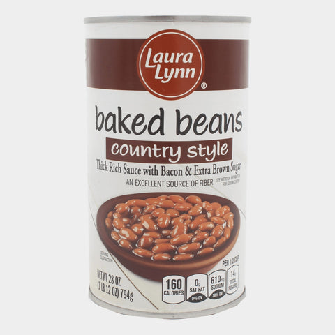 4 Cans Laura Lynn Baked Beans Country Style, 28 oz