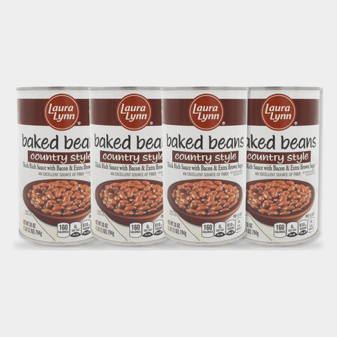 4 Cans Laura Lynn Baked Beans Country Style, 28 oz