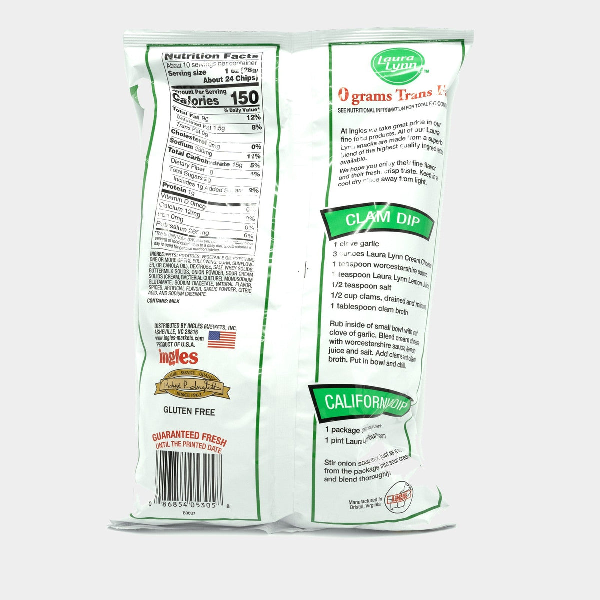 Laura Lynn Sour Cream & Onion Potato Chips, 10.5 oz