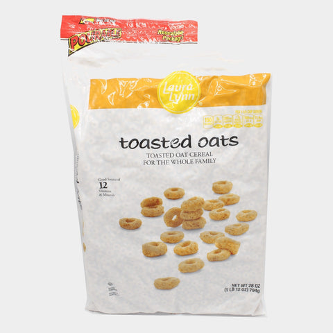 2 Bags Laura Lynn Toasted Oats Bag Cereal, 28 oz