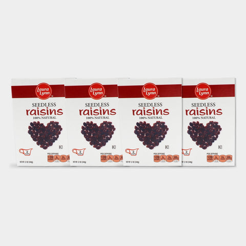 4 Cans Laura Lynn Seedless Raisins, 12 oz