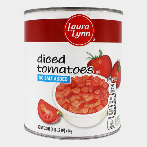 4 Cans Laura Lynn No Salt Added Fancy Diced Tomatoes, 28 oz