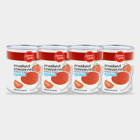 4 Cans Laura Lynn No Salt Added Crushed Tomatoes, 28 oz