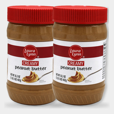 2 Jars Laura Lynn Creamy Peanut Butter, 16.3 oz