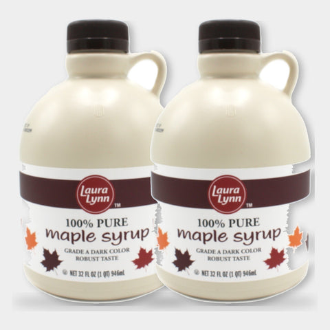 2 Bottles Laura Lynn 100% Maple Syrup Jug, 32 oz