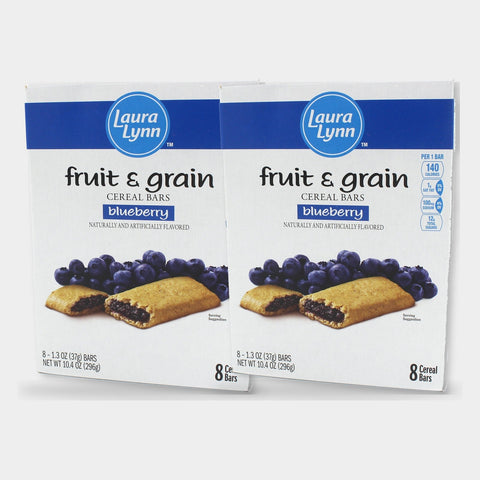 2 Boxes Laura Lynn Blueberry Fruit & Grain Bars 8 Count, 10.4 oz