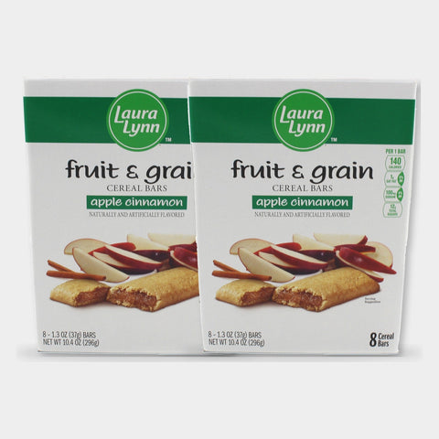 2 Boxes Laura Lynn Apple Cinnamon Fruit & Grain Bars 8 Count, 10.4 oz