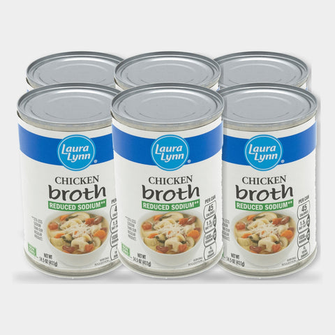 6 Cans Laura Lynn Reduced Sodium Chicken Broth, 14.5 oz
