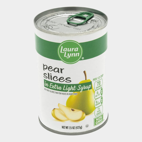 4 Cans Laura Lynn Pear Slices Xl Syrup, 15 oz