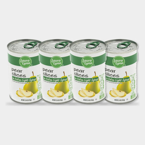 4 Cans Laura Lynn Pear Slices Xl Syrup, 15 oz