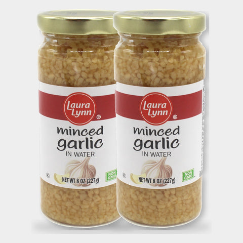 2 Jars Laura Lynn Minced Garlic in Water, 8 oz