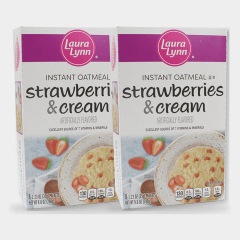 2 Boxes Laura Lynn Instant Oatmeal Strawberry Cream, 9.8 oz