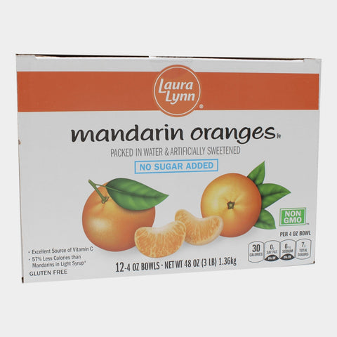 4 Cans Laura Lynn Mandarin Oranges No Sugar Added, 48 oz