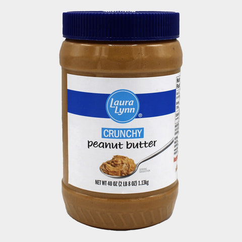 2 Jars Laura Lynn Crunchy Peanut Butter, 40 oz
